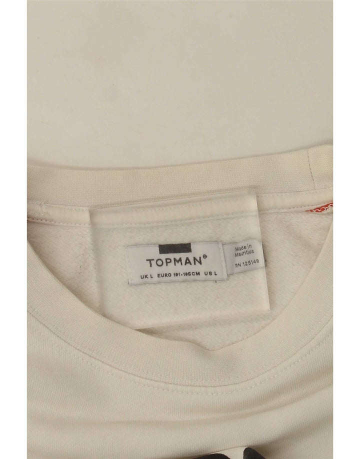 Topman Mens Graphic Sweatshirt Jumper Large White Colourblock