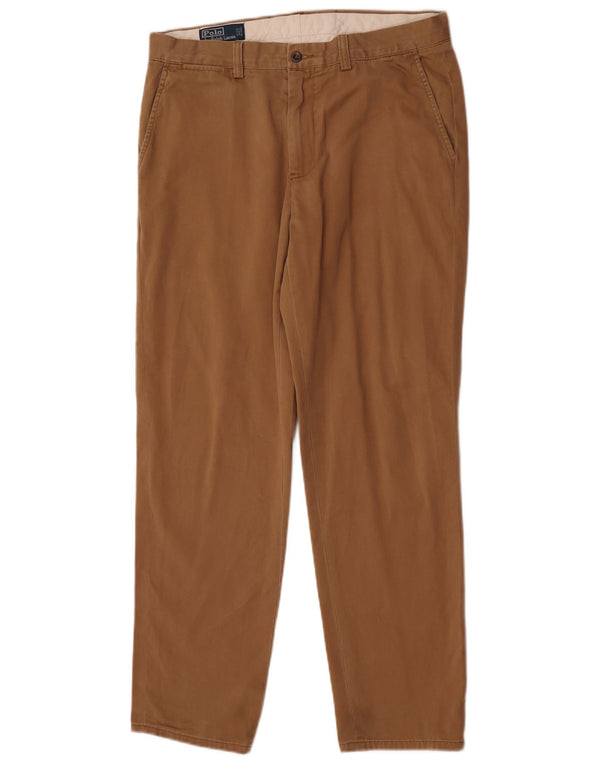 Polo Ralph Lauren Mens Straight Chino Trousers W33 L32 Brown Cotton