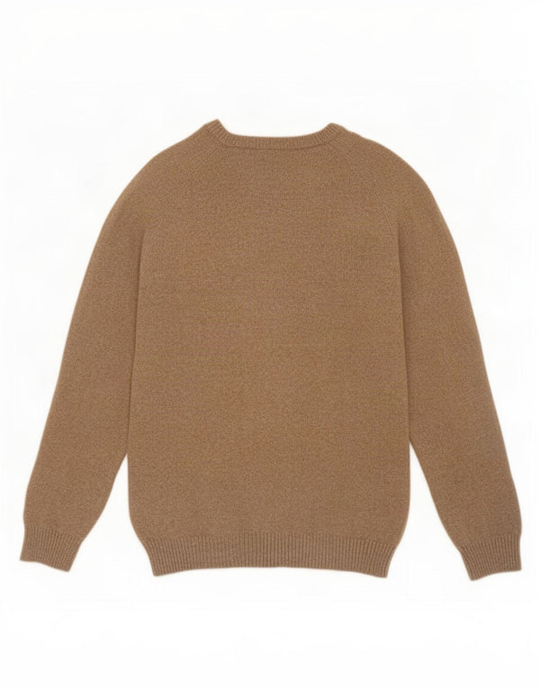 Marks & Spencer Mens V-Neck Jumper Sweater Large Brown Cotton