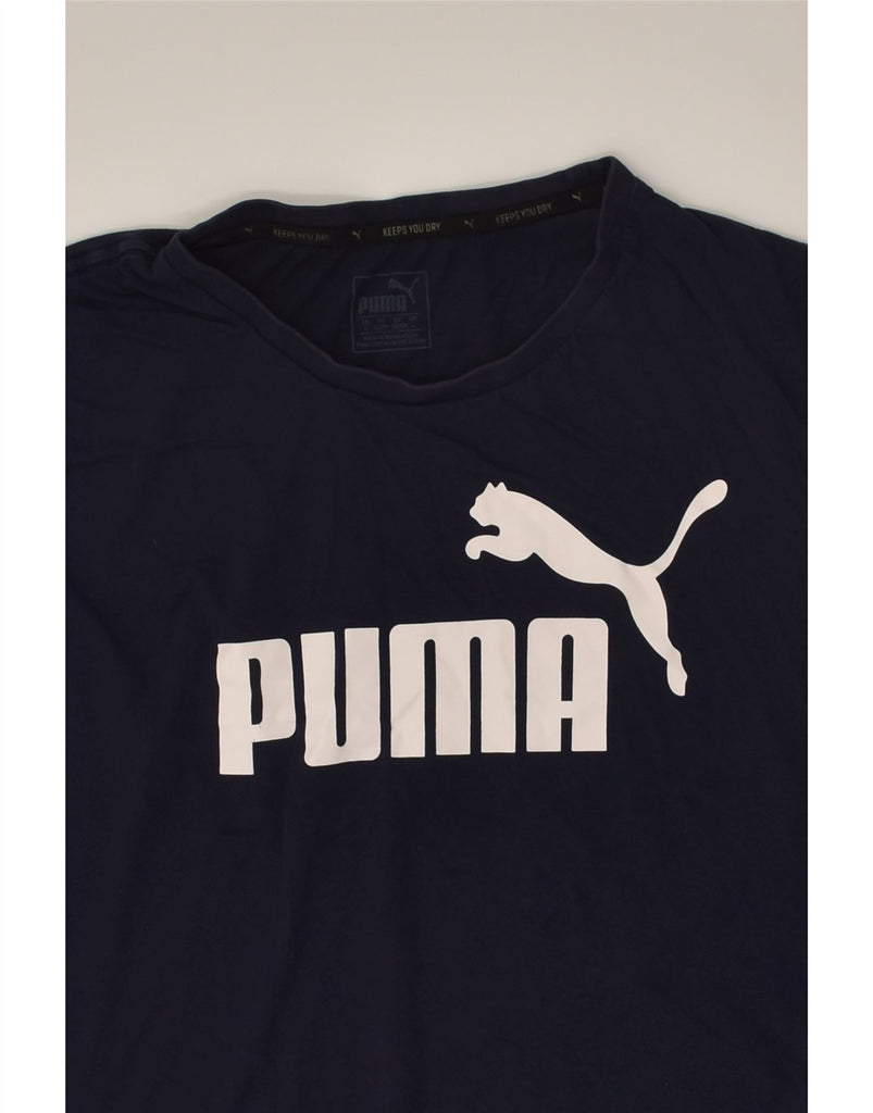 PUMA Mens Graphic T-Shirt Top Large Navy Blue Cotton | Vintage Puma | Thrift | Second-Hand Puma | Used Clothing | Messina Hembry 