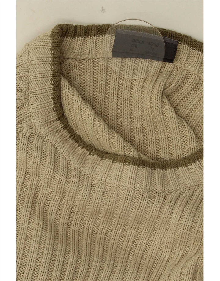 Vintage Mens Boat Neck Jumper Sweater Medium Green Striped