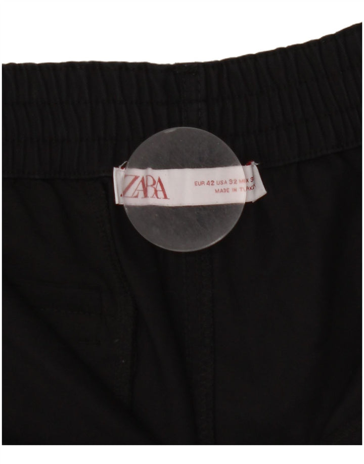 Zara Mens Cargo Shorts EU 42 Large W32  Black Cotton
