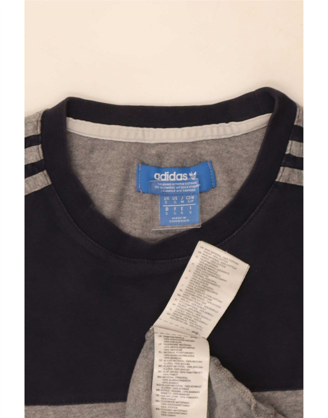 Adidas Mens T-Shirt Top Small Grey Colourblock Cotton