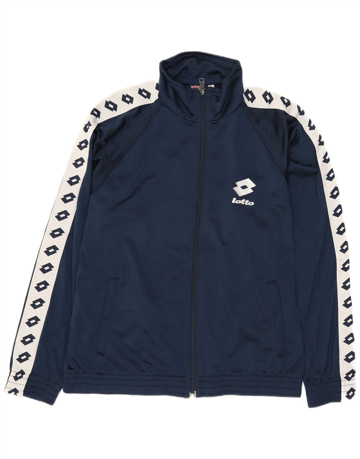 Lotto Mens Tracksuit Top Jacket Small Navy Blue Colourblock Polyester