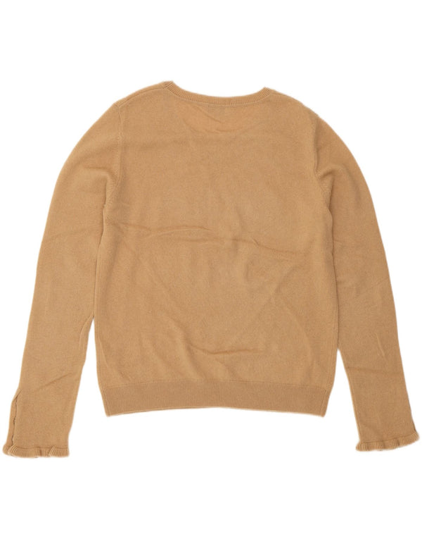 Hobbs Womens Crew Neck Jumper Sweater UK 12 Medium Beige Wool