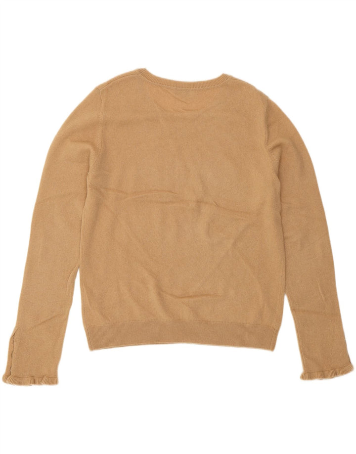 Hobbs Womens Crew Neck Jumper Sweater UK 12 Medium Beige Wool