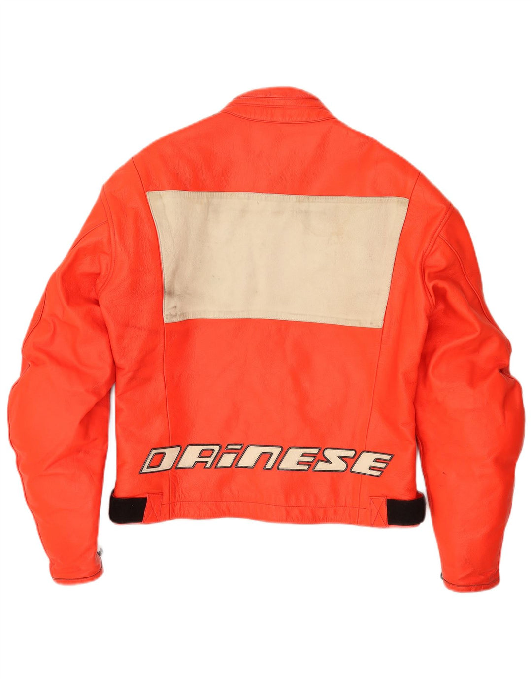 Dainese Mens Graphic Leather Racer Jacket IT 50 Medium Orange Colourblock