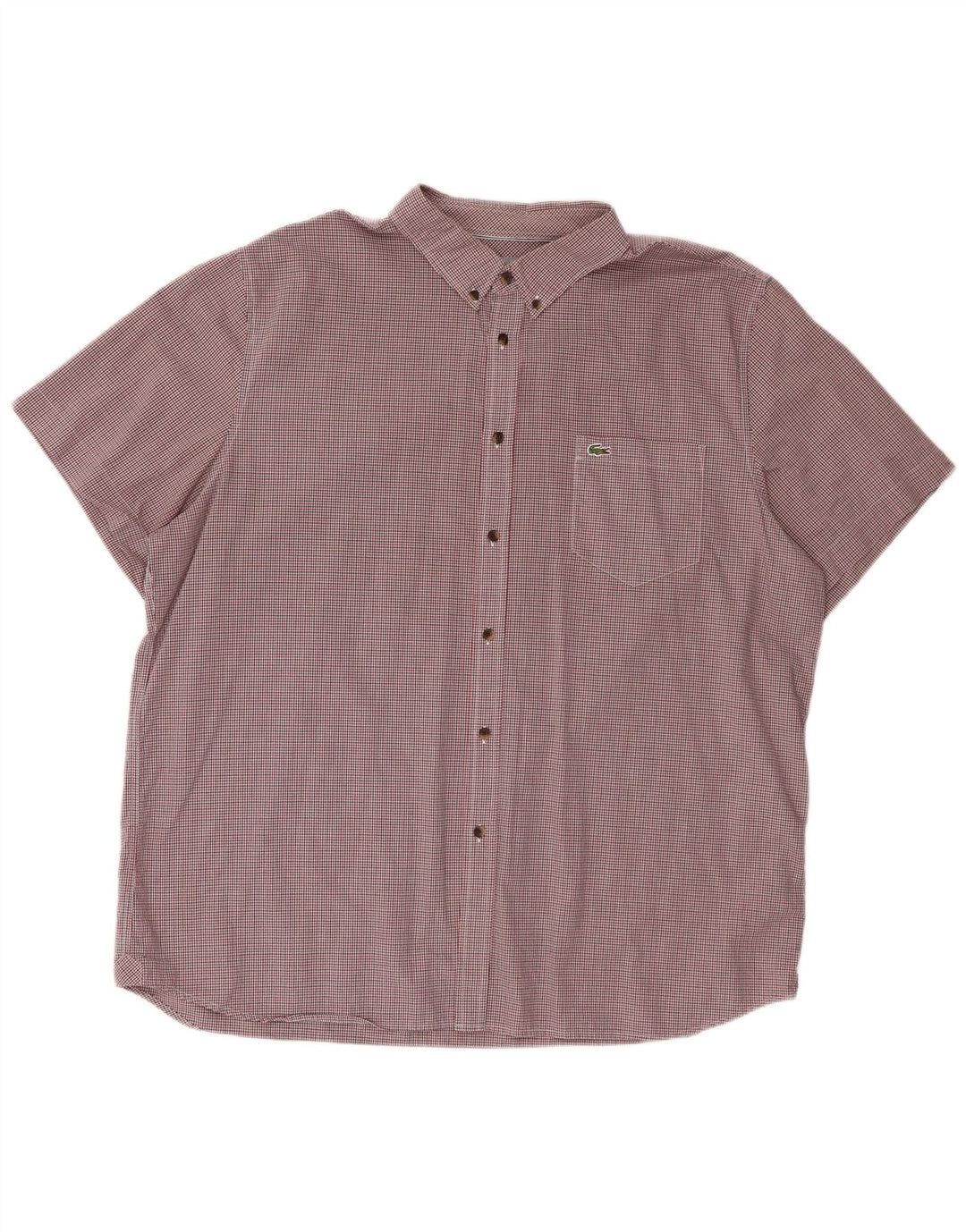 Lacoste Mens Short Sleeve Regular Fit Shirt 2XL Red Gingham Cotton
