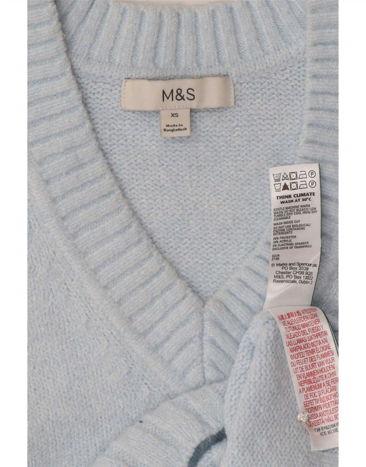Marks & Spencer Womens Oversized V-Neck Jumper Sweater UK 6 XS Blue