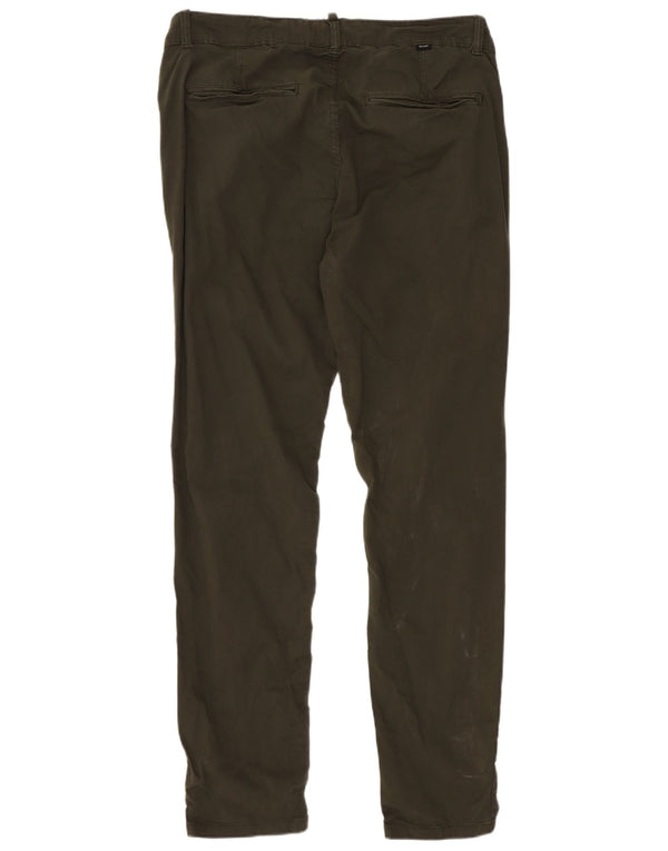 Zara Mens Slim Chino Trousers EU 44 Large W34 L30 Green Cotton