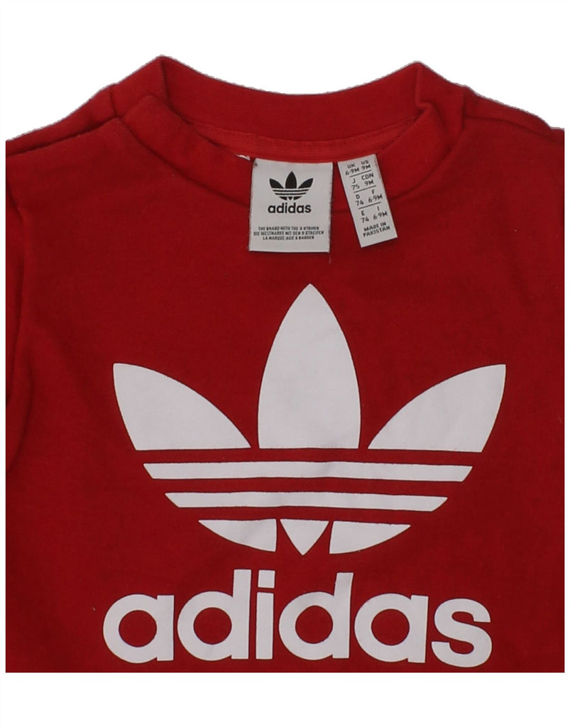 ADIDAS Baby Boys Graphic Sweatshirt Jumper 6-9 Months Red Cotton | Vintage Adidas | Thrift | Second-Hand Adidas | Used Clothing | Messina Hembry 