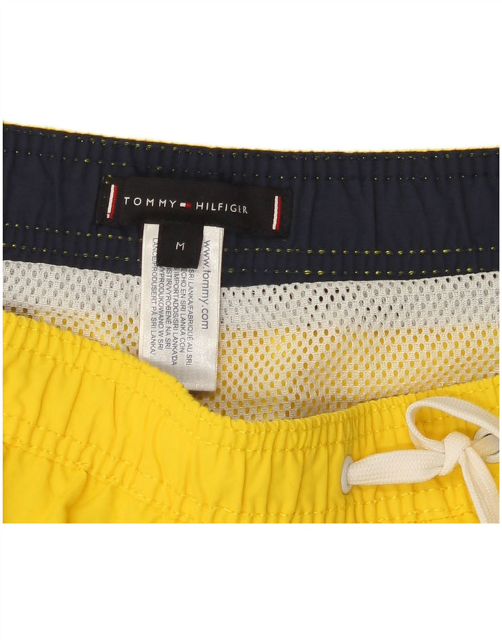 TOMMY HILFIGER Mens Swimming Shorts Medium  Yellow Colourblock Polyamide