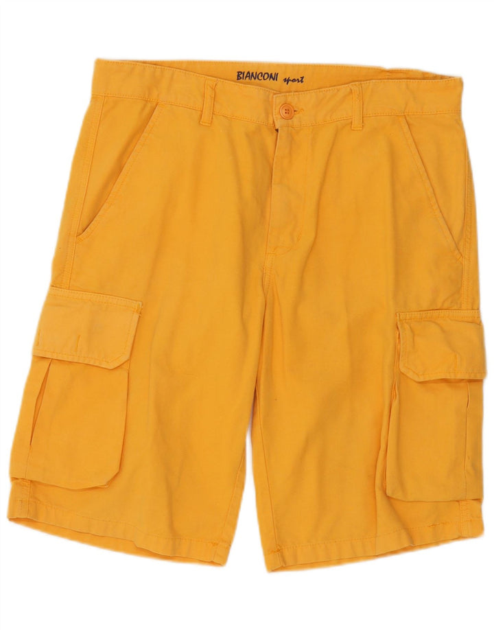 Vintage Mens Cargo Shorts IT 48 Medium W34 Yellow Cotton
