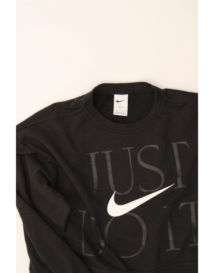 NIKE Womens Oversized Graphic Crop Sweatshirt Jumper UK 10 Small Black Vintage Nike and Second-Hand Nike from Messina Hembry 