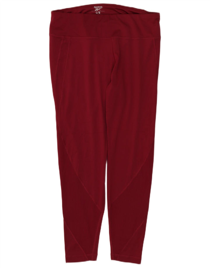 Reebok Womens Leggings UK 14 Large  Burgundy Polyester