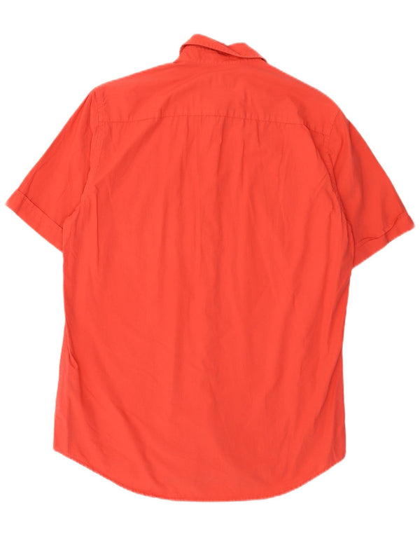 Marlboro Classics Mens Short Sleeve Regular Fit Shirt Medium Orange Cotton