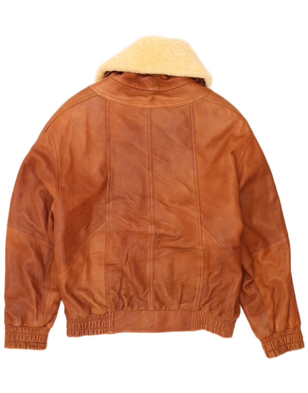 Vintage Mens Loose Fit Bomber Leather Jacket EU 46 Small Brown