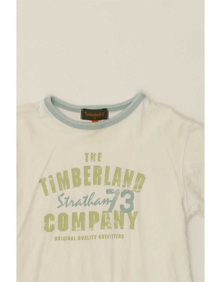 TIMBERLAND Boys Graphic T-Shirt Top 5-6 Years White Cotton Vintage Timberland and Second-Hand Timberland from Messina Hembry 