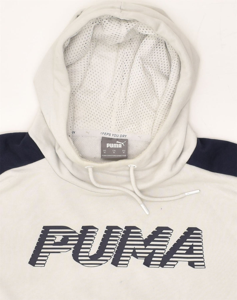 PUMA Mens Graphic Hoodie Jumper Medium White Colourblock Cotton | Vintage Puma | Thrift | Second-Hand Puma | Used Clothing | Messina Hembry 