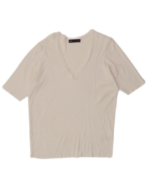 Marks & Spencer Womens T-Shirt Top UK 14 Large White Viscose