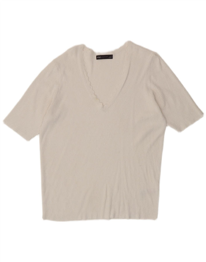 Marks & Spencer Womens T-Shirt Top UK 14 Large White Viscose