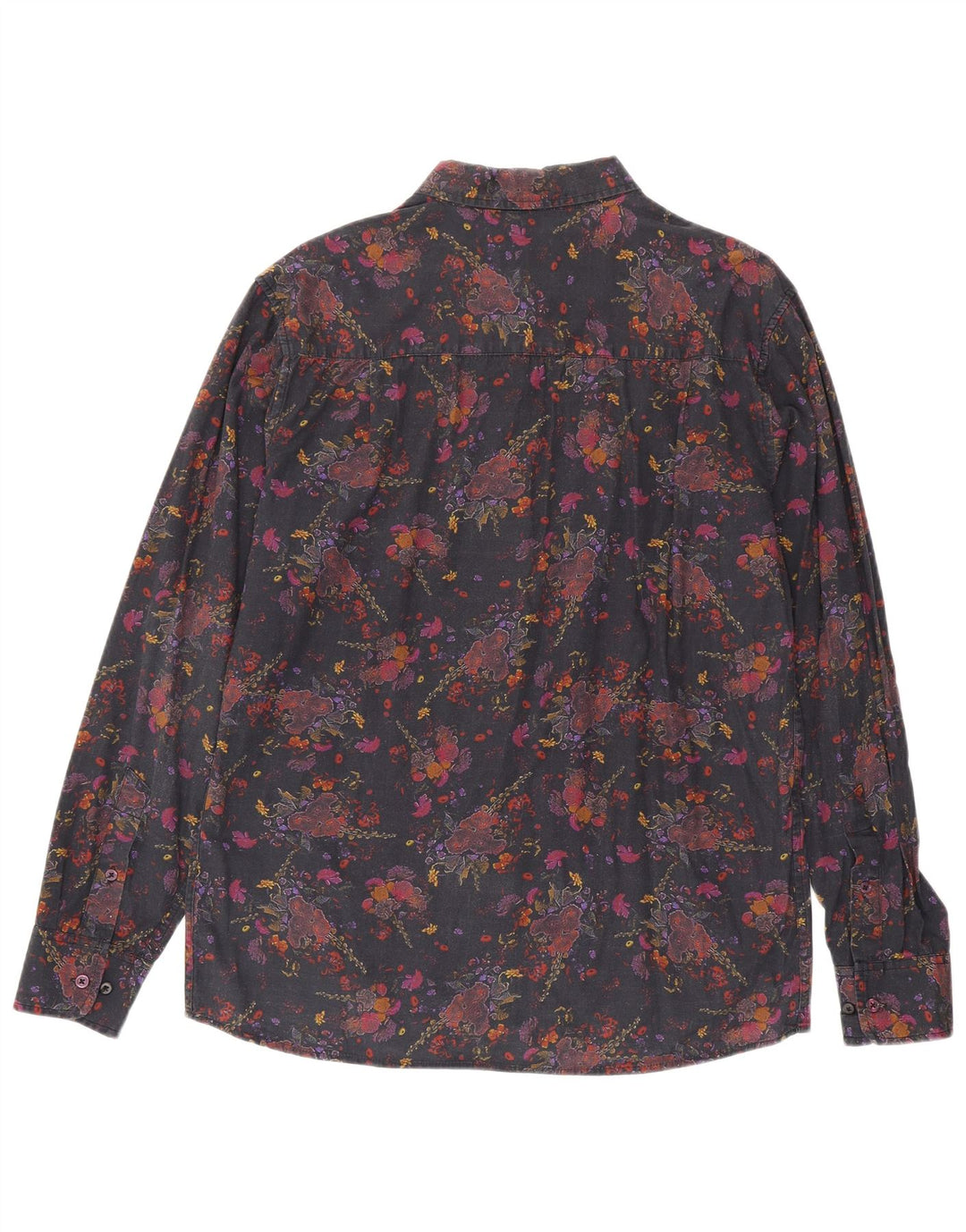 Vintage Mens Shirt Large Black Floral Cotton