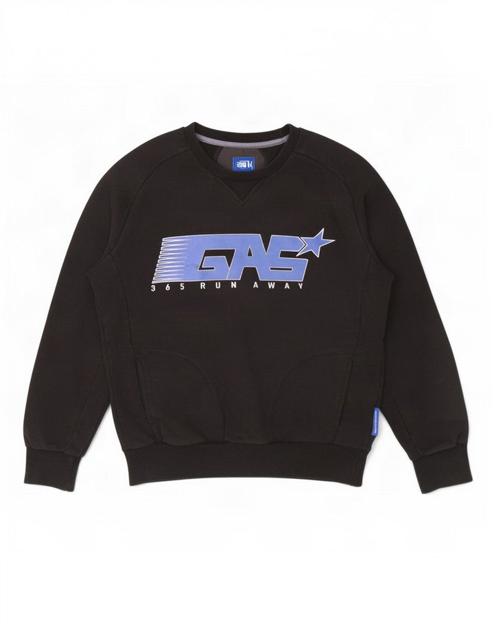 Gas Mens Graphic Sweatshirt Jumper Medium Black Cotton
