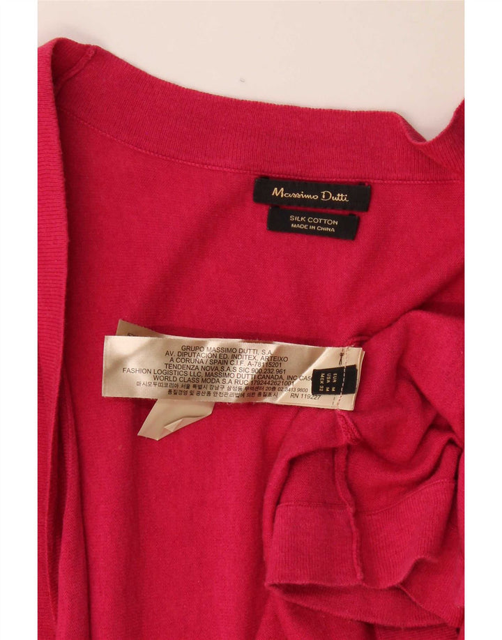 Massimo Dutti Womens 3/4 Sleeve Open Cardigan Sweater UK 14 Medium Pink