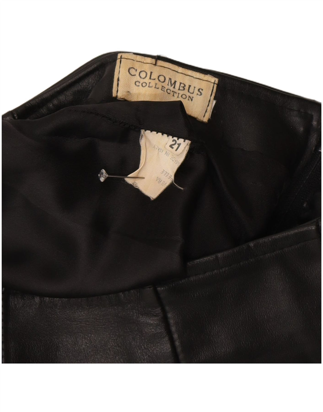 COLOMBUS Womens Leather Skirt W26 Small Black Leather