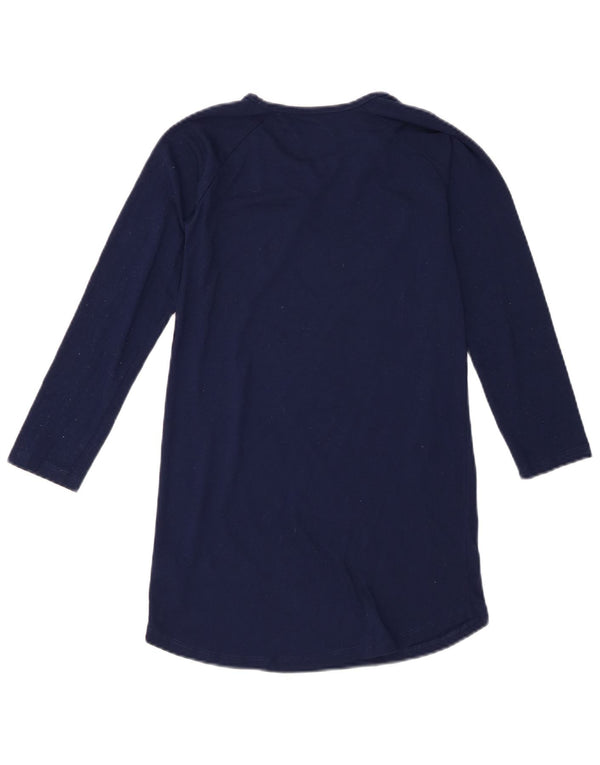 Gap Girls Long Sleeve T-Shirt Dress 7-8 Years Navy Blue Animal Print