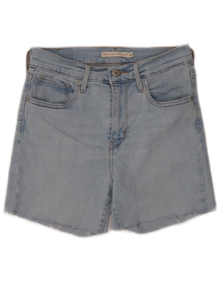 Levi's Womens 724 High Rise Denim Shorts W26 Small Blue Cotton