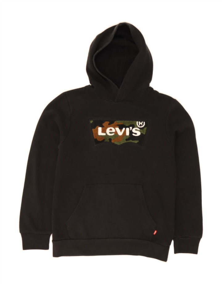 LEVI'S Girls Graphic Hoodie Jumper 15-16 Years Black Cotton Vintage Levi's and Second-Hand Levi's from Messina Hembry 