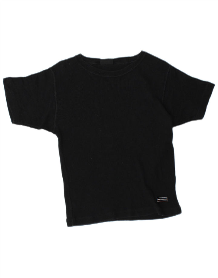 CHAMPION Womens Crop T-Shirt Top UK 12 Medium Black Cotton