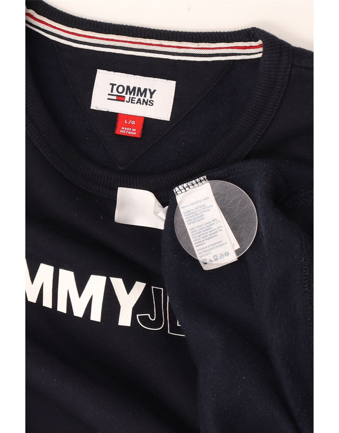 Tommy Hilfiger Mens Graphic Sweatshirt Jumper Large Navy Blue Cotton