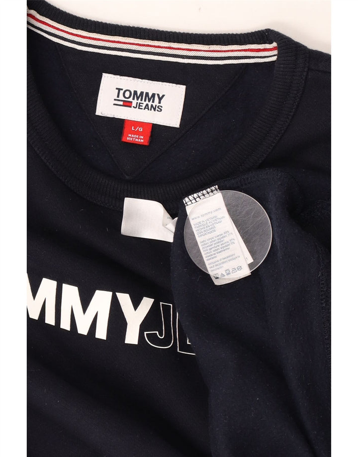 Tommy Hilfiger Mens Graphic Sweatshirt Jumper Large Navy Blue Cotton