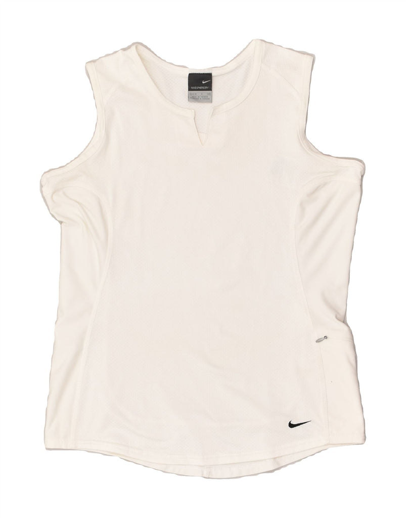 NIKE Womens Vest Top UK 4/6 Small White Polyester | Vintage Nike | Thrift | Second-Hand Nike | Used Clothing | Messina Hembry 