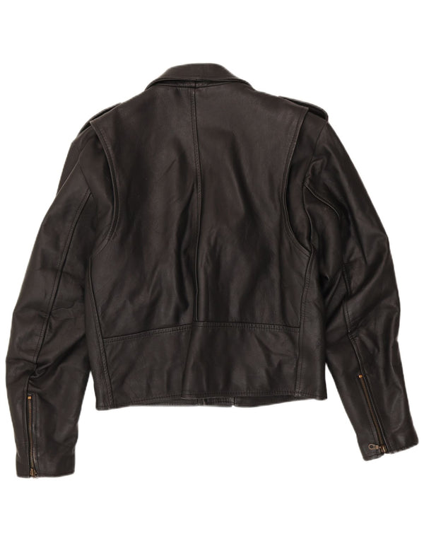 Vintage Mens Military Leather Biker Jacket IT 50 Medium Black