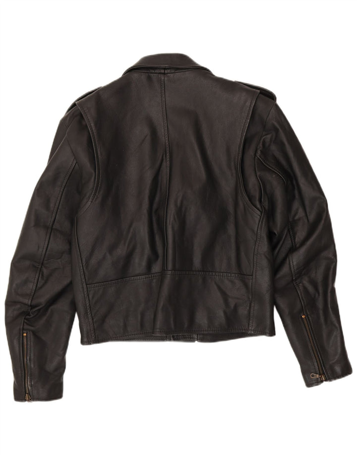 Vintage Mens Military Leather Biker Jacket IT 50 Medium Black