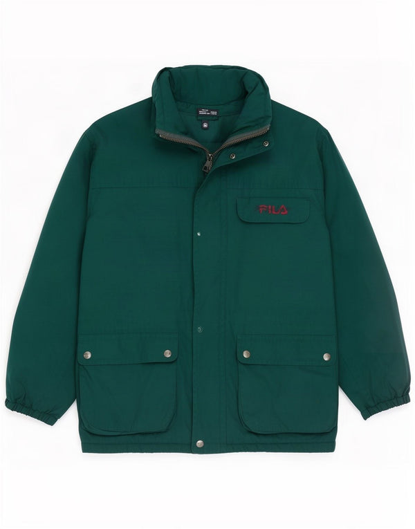 Fila Mens Windbreaker Jacket UK 42 XL Green Cotton