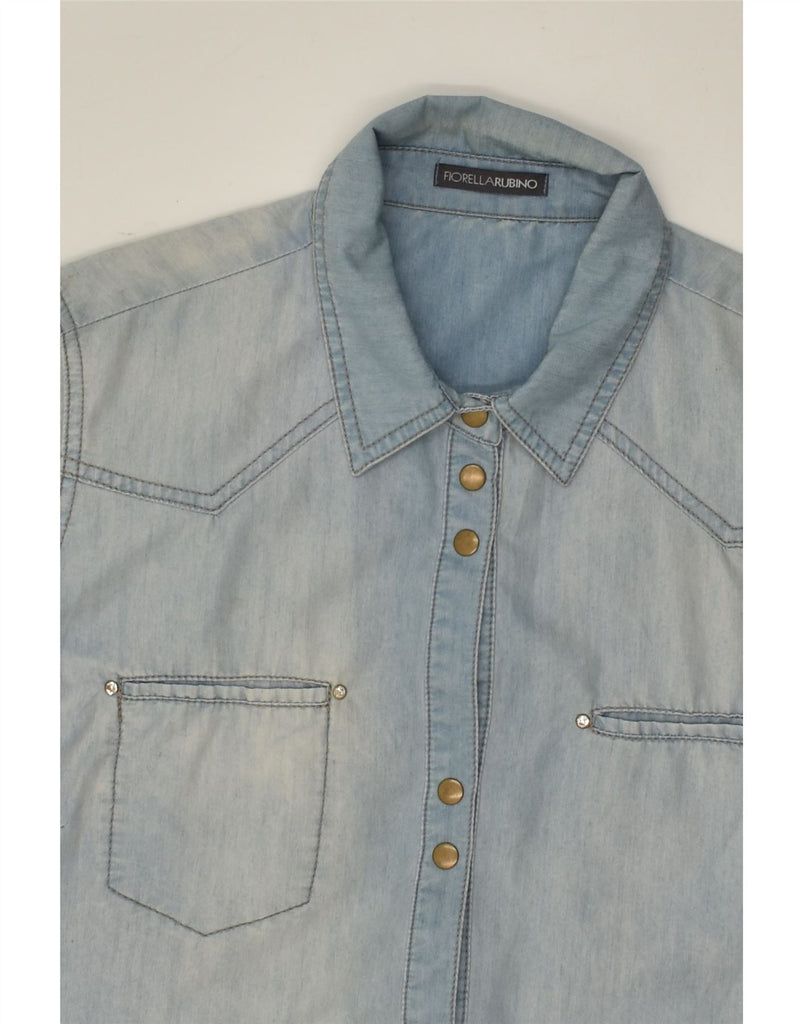 FIORELLA RUBINO Womens Denim Shirt UK 16 Large Blue Cotton | Vintage Fiorella Rubino | Thrift | Second-Hand Fiorella Rubino | Used Clothing | Messina Hembry 