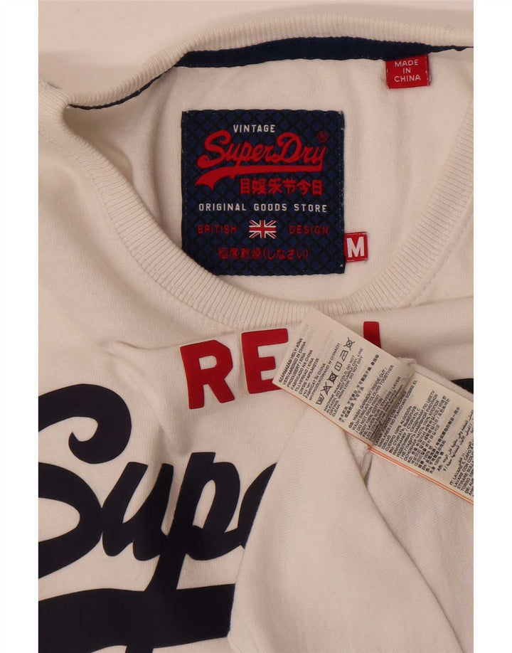 Superdry Mens Regular Graphic T-Shirt Top Medium White Cotton