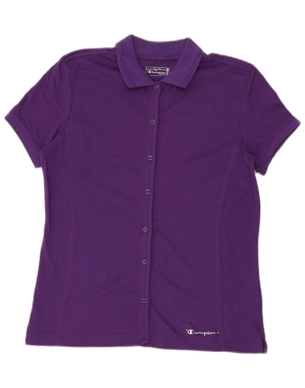 Champion Womens Easy Fit Short Sleeve Shirt Blouse UK 16 Large Purple