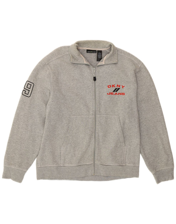 Dkny Mens Graphic Tracksuit Top Jacket Medium Grey Cotton