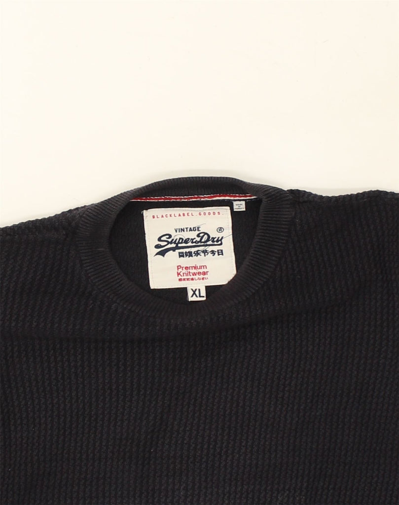 SUPERDRY Mens Crew Neck Jumper Sweater XL Navy Blue Cotton | Vintage Superdry | Thrift | Second-Hand Superdry | Used Clothing | Messina Hembry 