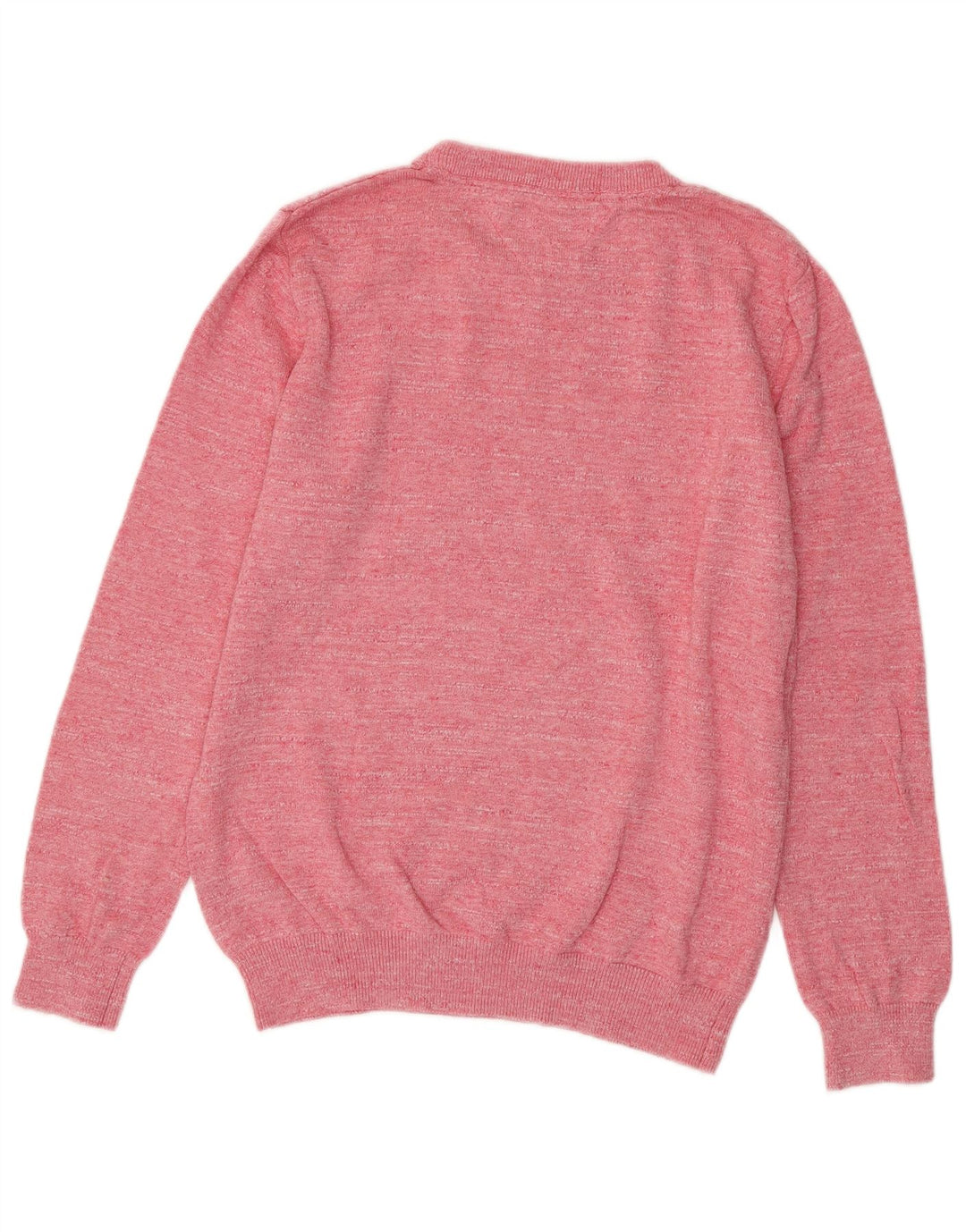 Tommy Hilfiger Mens Crew Neck Jumper Sweater Large Pink Flecked Cotton