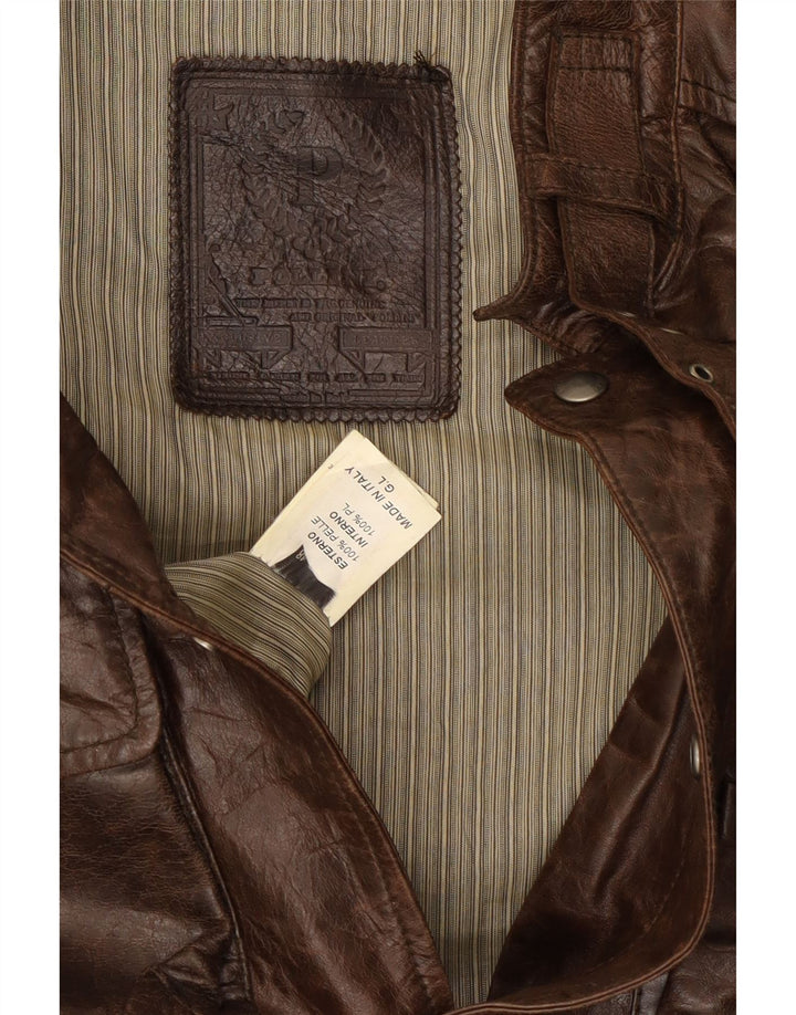 Vintage Mens Leather Jacket UK 38 Medium Brown Leather