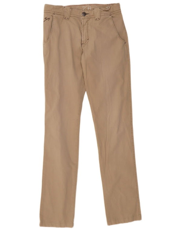 9.2 BY CARLO CHIONNA Mens Straight Casual Trousers W32 L33 Beige Cotton