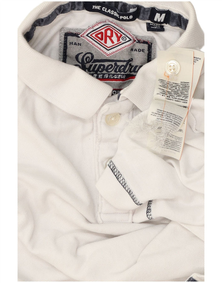 Superdry Mens Polo Shirt Medium White Cotton