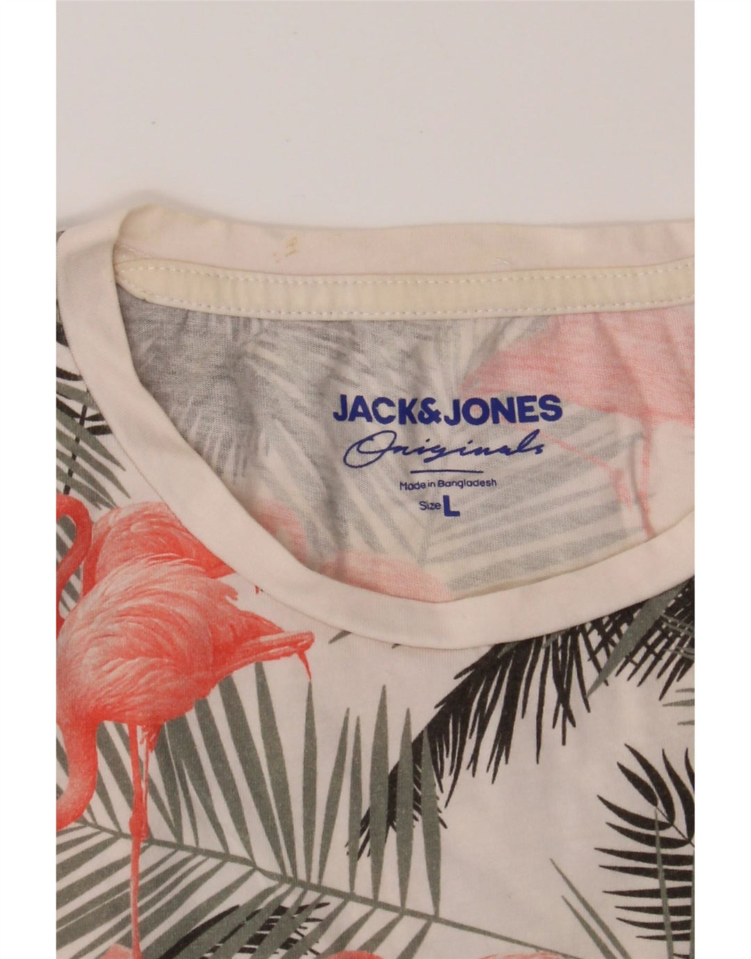 JACK & JONES Mens Graphic T-Shirt Top Large White Cotton Vintage Jack & Jones and Second-Hand Jack & Jones from Messina Hembry 