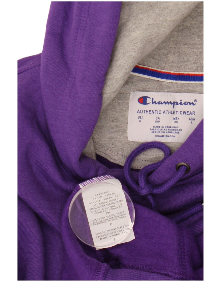 Champion Mens Hoodie Jumper Small Purple Cotton